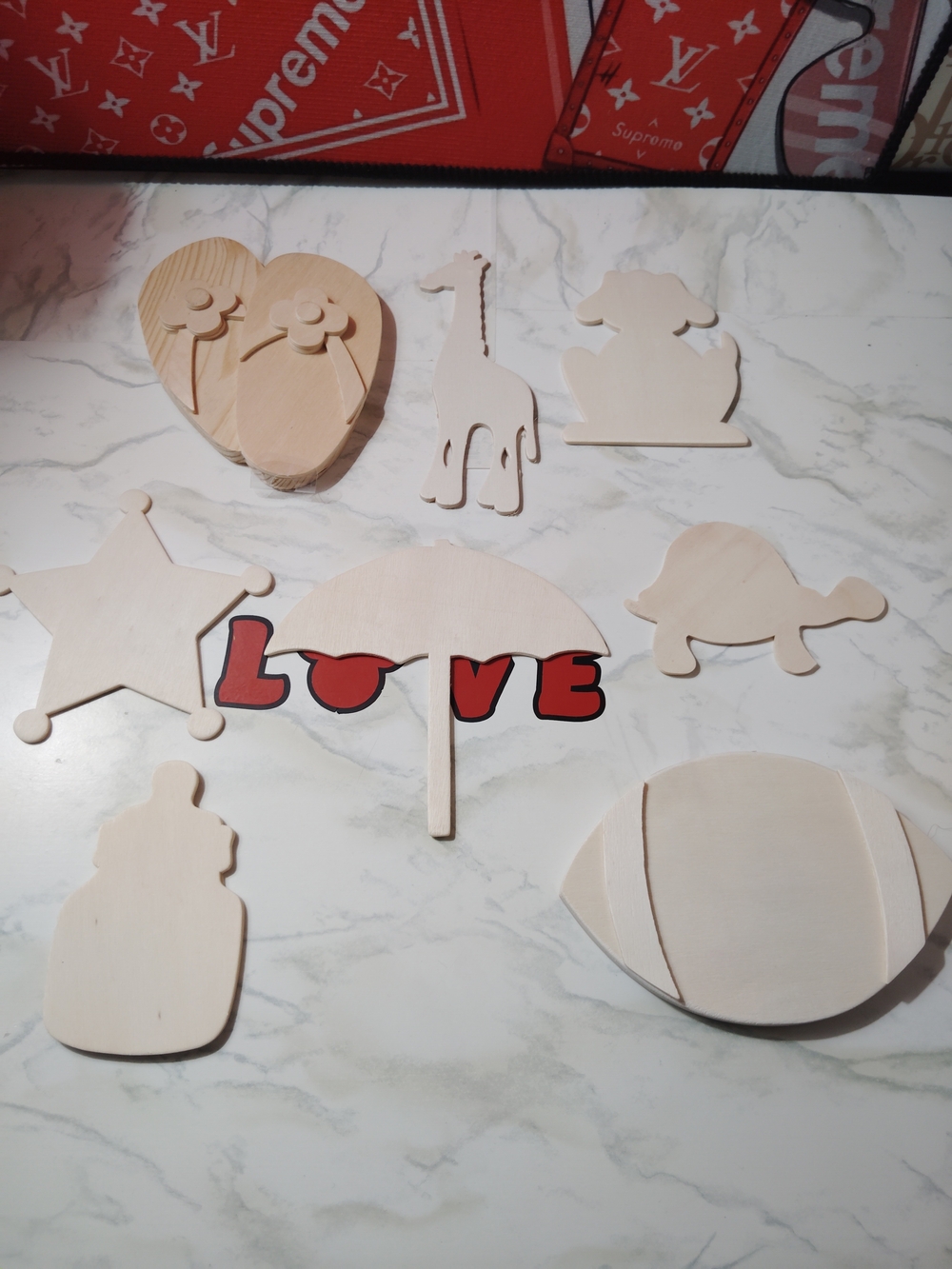 Wooden Kids Toy Shapes Set - Natural Unfinished Pieces